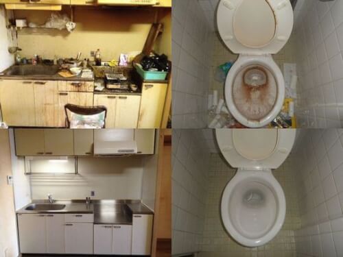 キッチンとトイレの特殊清掃 ビフォーアフター比較